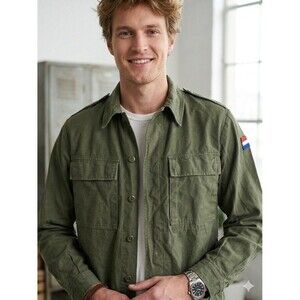 Vintage Rotkopf Dutch Military Field Shirt Jacket Olive Green Cotton Large 104